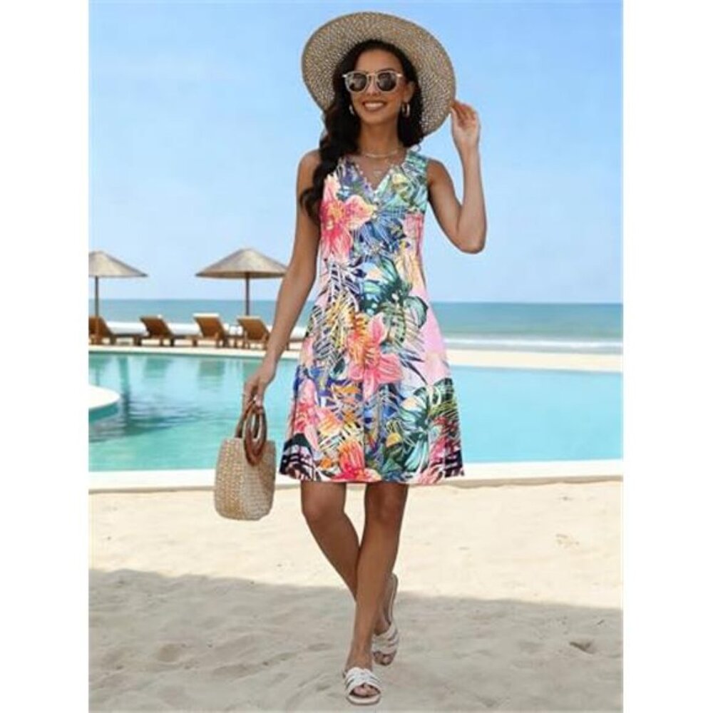 V-Neck Summer Beach Dress Swim Cover Up - Picture 5 of 5